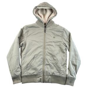 Billabong Sherpa Lined Hooded Bomber Jacket Sage Green Small